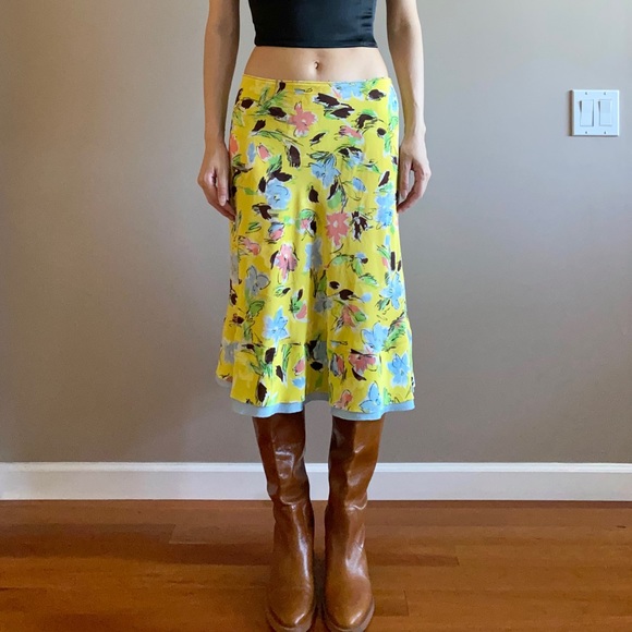 Vintage Philosophy di Alberta Ferretti silk midi skirt abstract florals - Picture 2 of 8